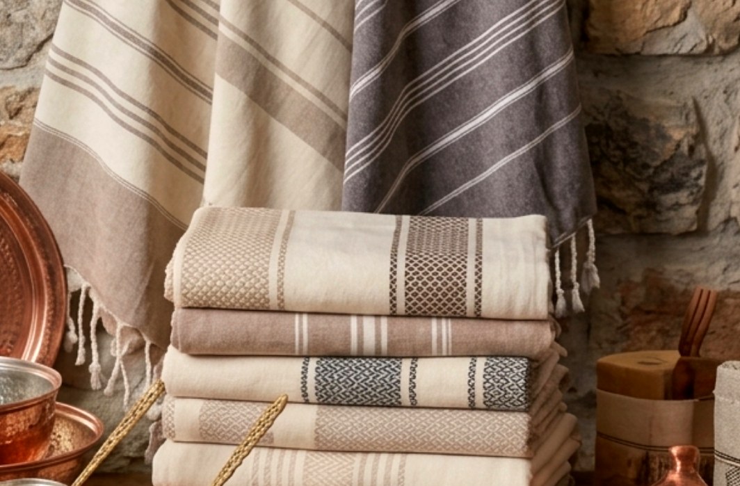 Turkish peshtemal towels and handcrafted copperware