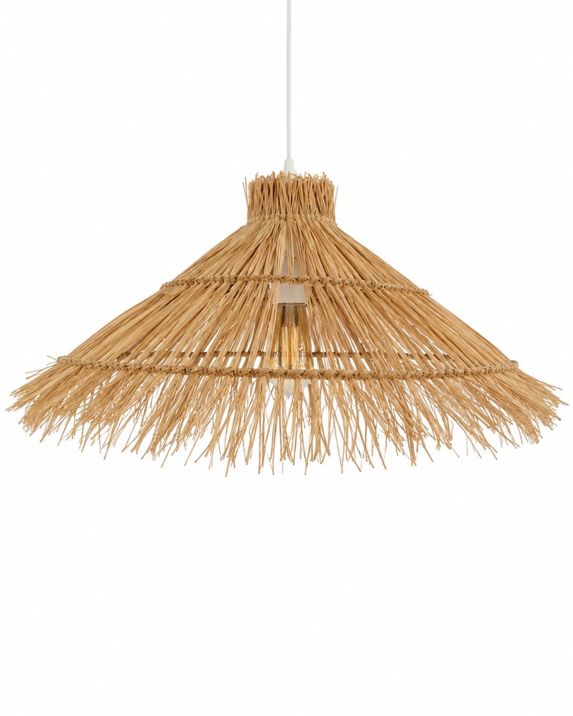 Raffia Fringe Hat Pendant Light