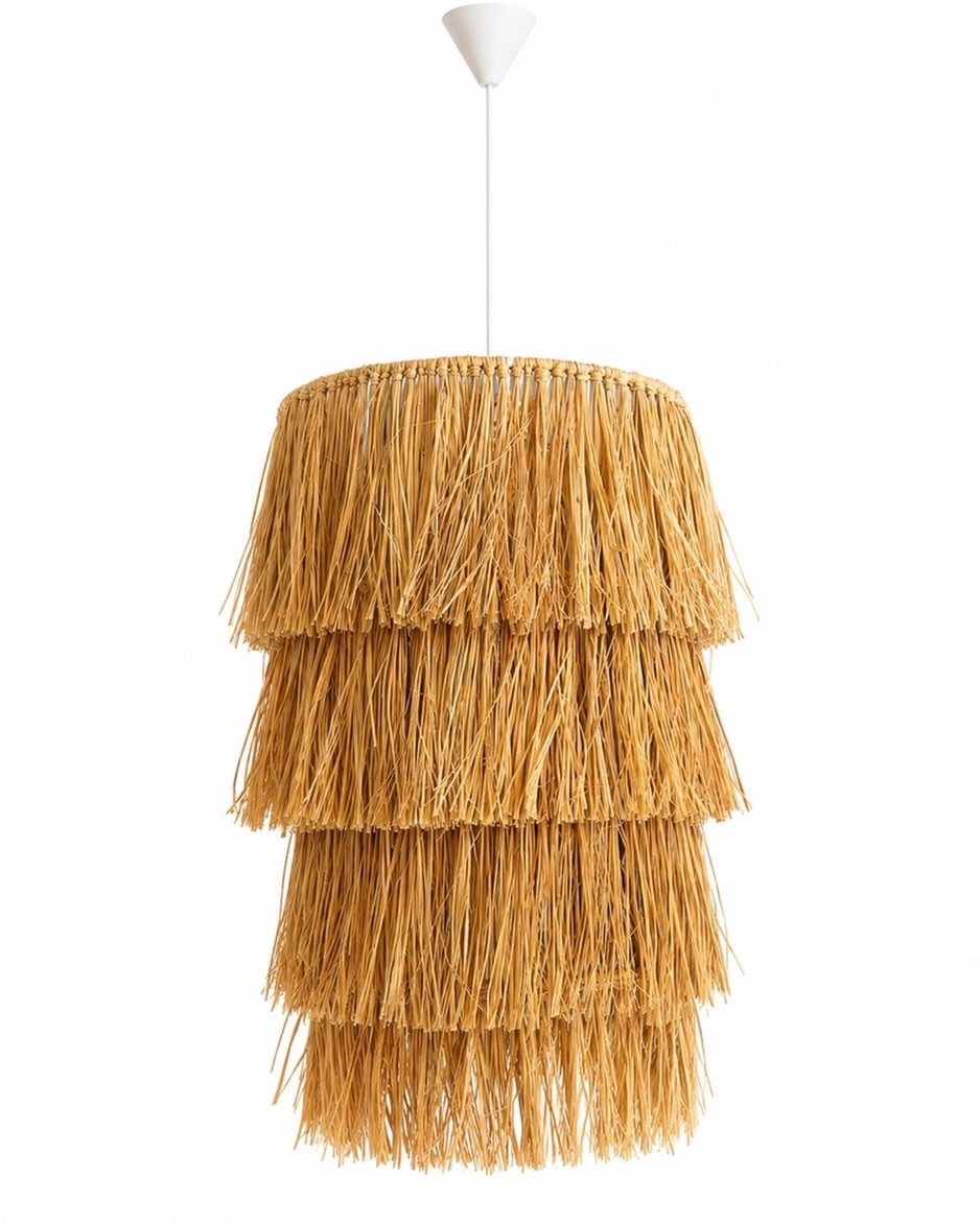 4-Tier Raffia Pendant Light (Honey)