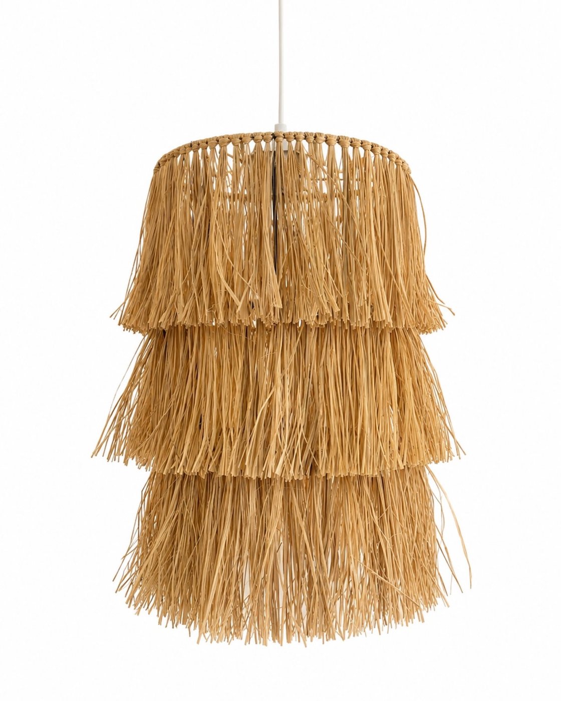 3-Tier Raffia Pendant Light