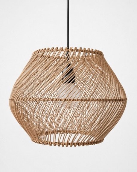 Rattan Cross-Weave Barrel Pendant Light