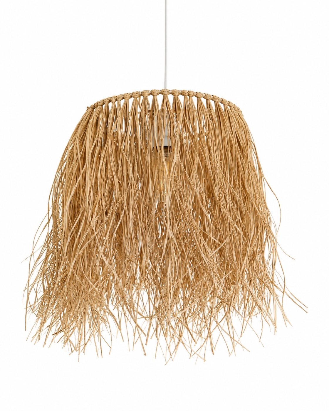 Raffia Shaggy Drum Pendant Light