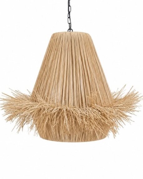 Raffia Bell Pendant Light with Fringe Belt