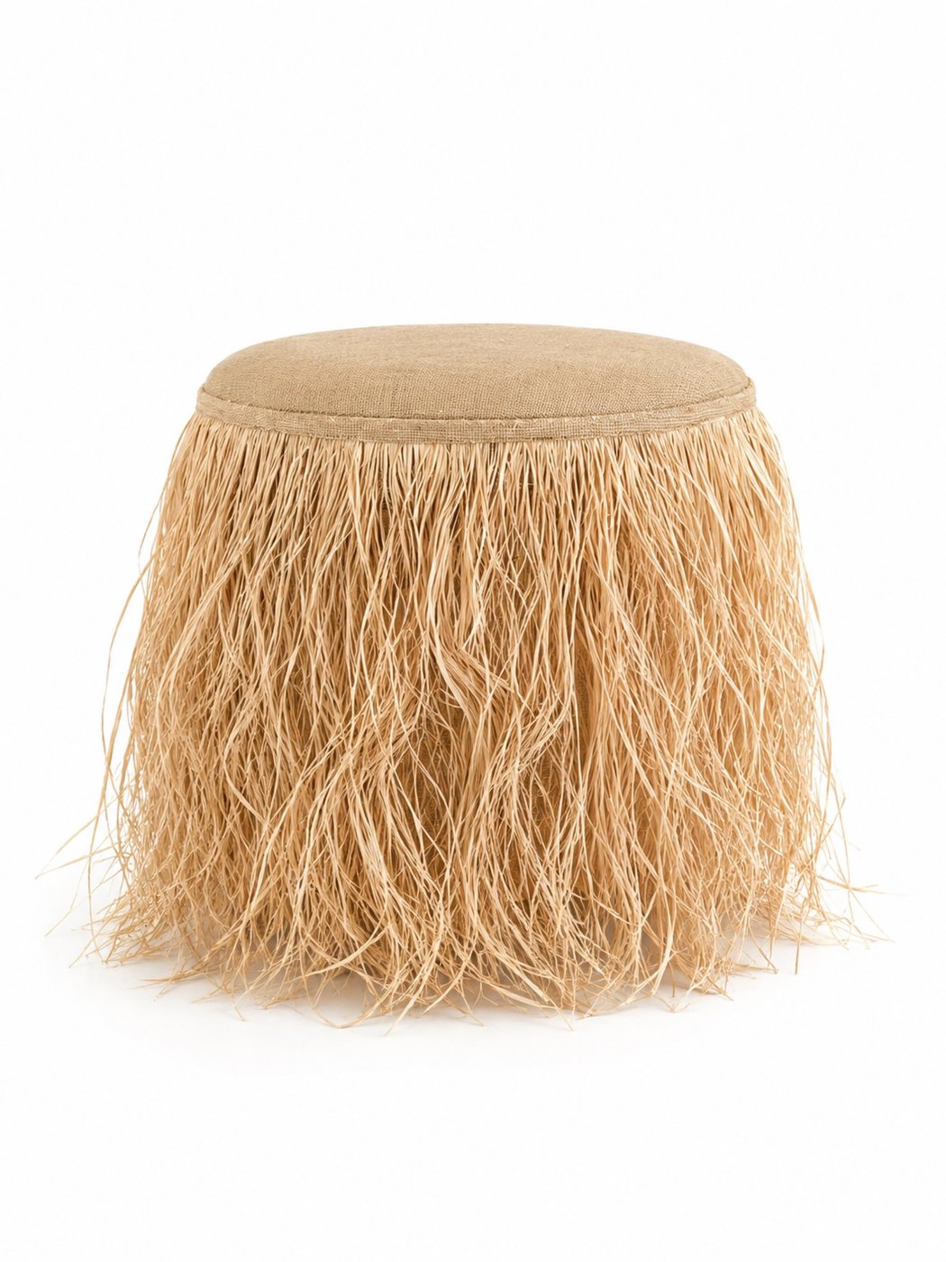 Raffia Fringe Pouf