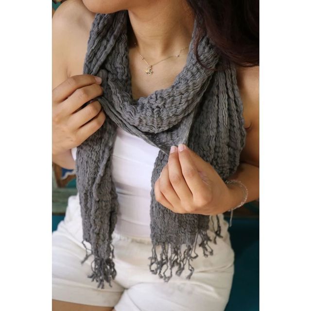 Freya Cotton Scarf & Shawl - Grey