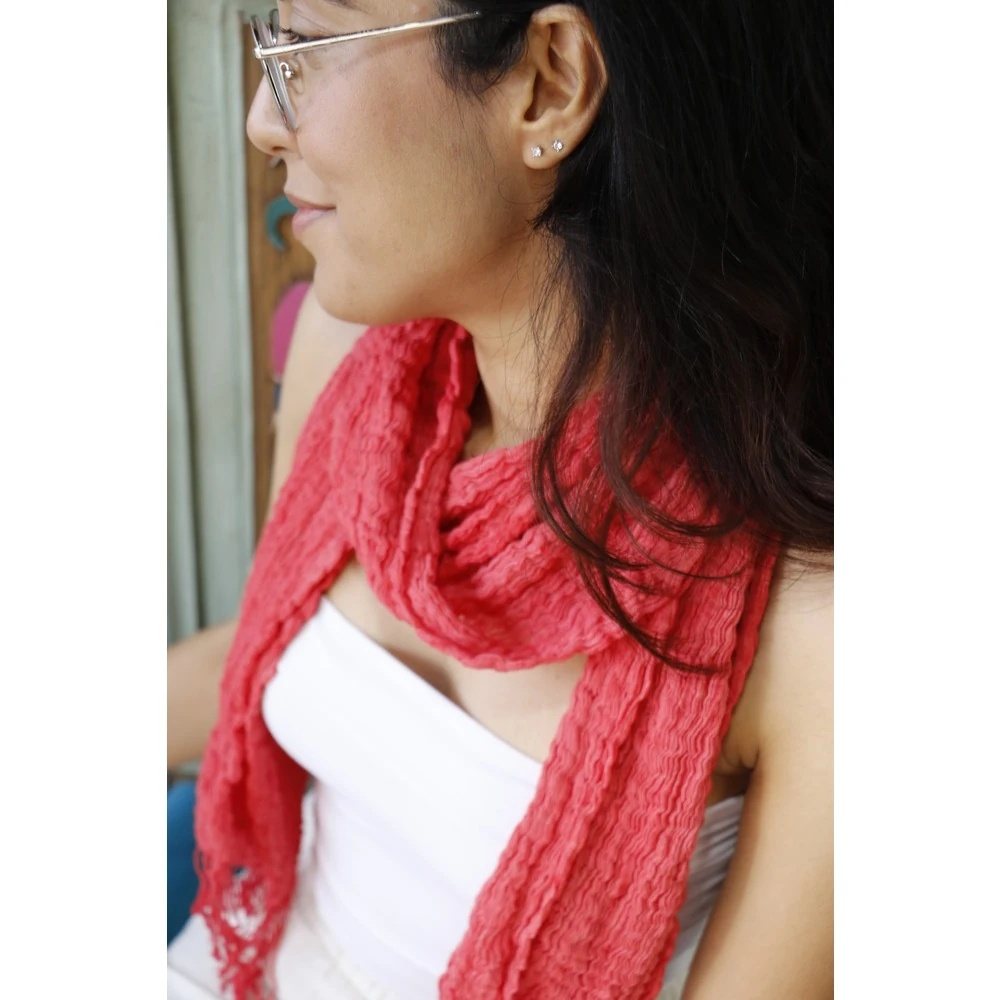 Freya Cotton Scarf & Shawl - Salmon