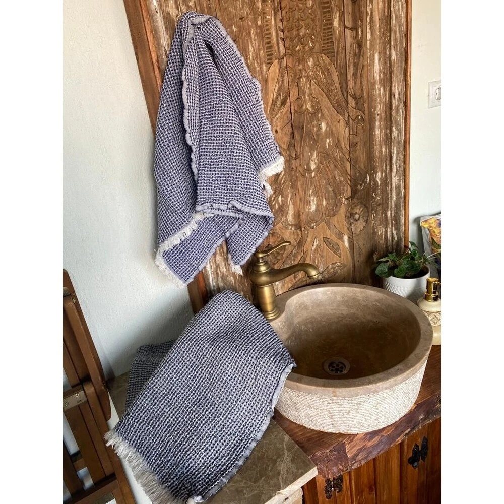Waffle Cotton Peshtemal - Navy 90x170 cm