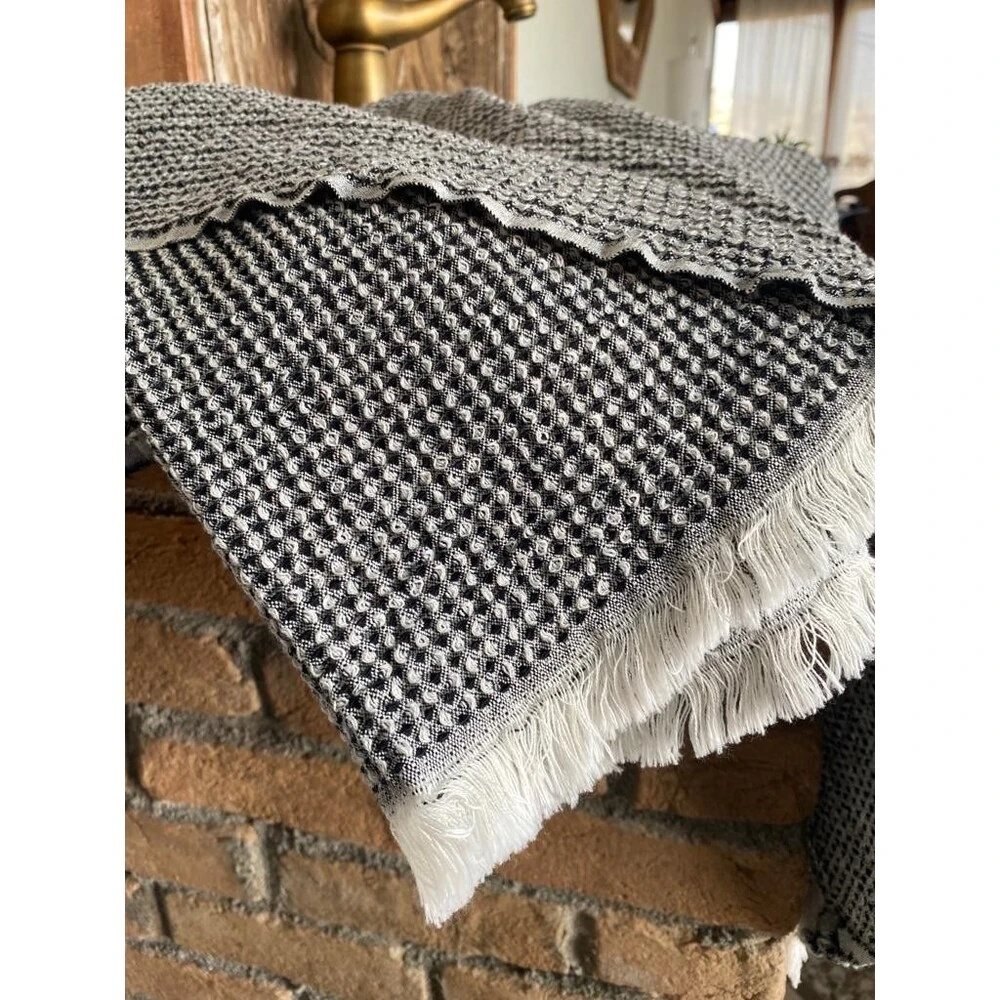 Waffle Cotton Peshtemal - Black 90x170 cm